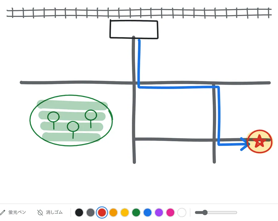 手書きで描いた駅からの道順